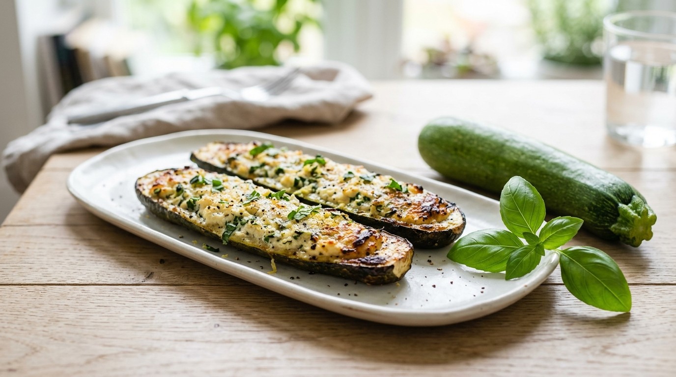 Courgette gevuld met een ricota kruidenkaas