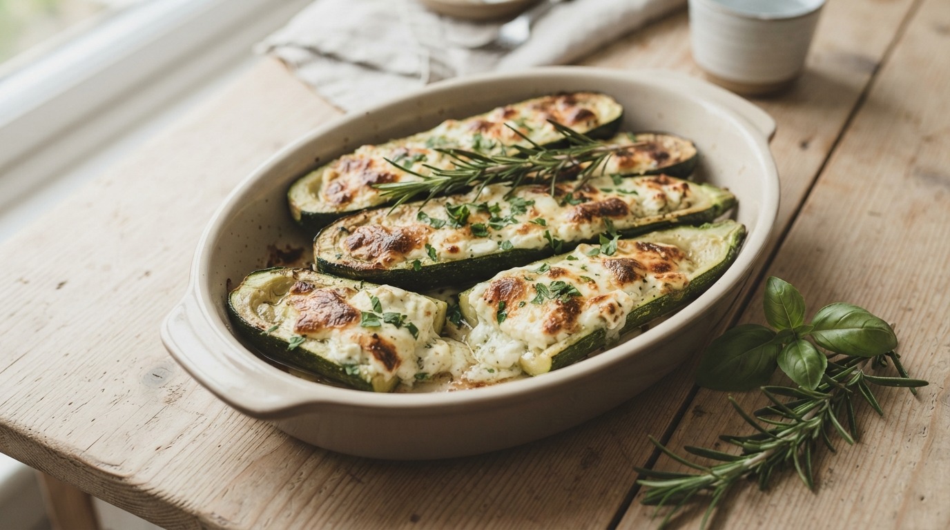Courgette gevuld met kruidenkaas