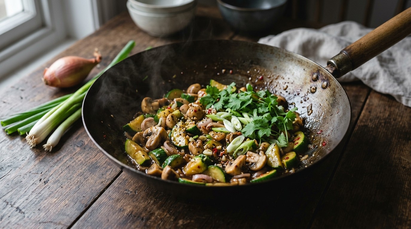 Courgette met Champignons en Koriander