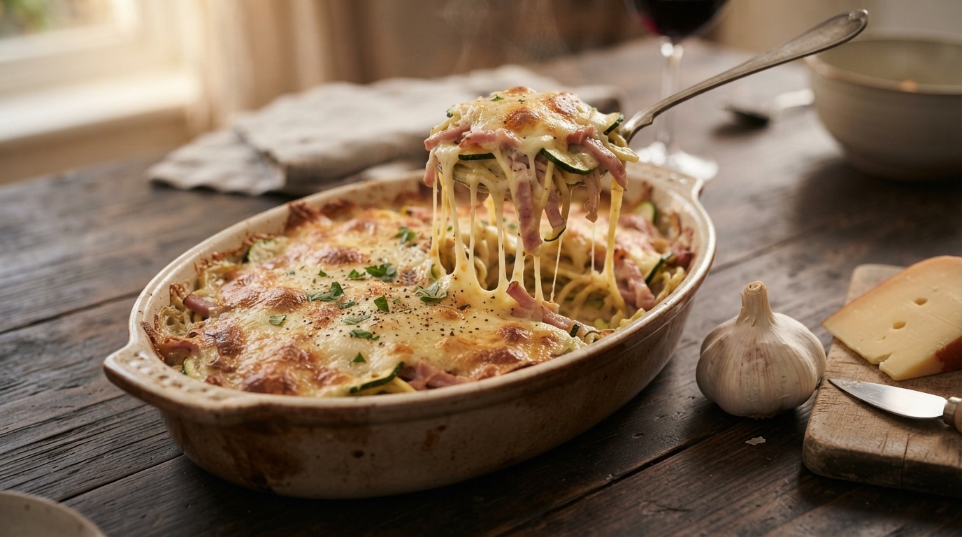 Courgette schotel met ham en kaas