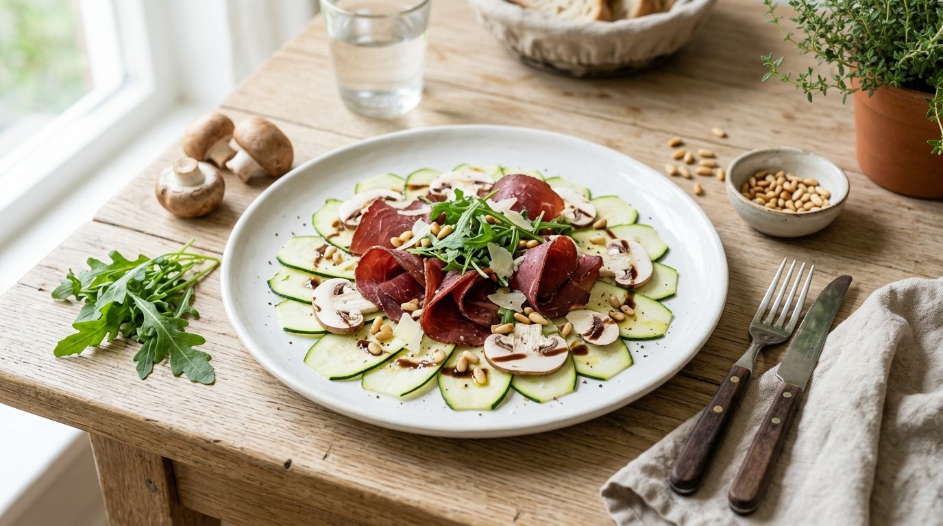 Courgettecarpaccio met rookvlees