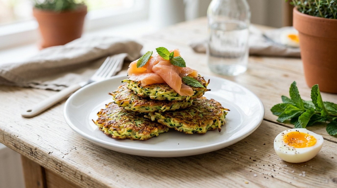 Courgettekoekjes met zalm