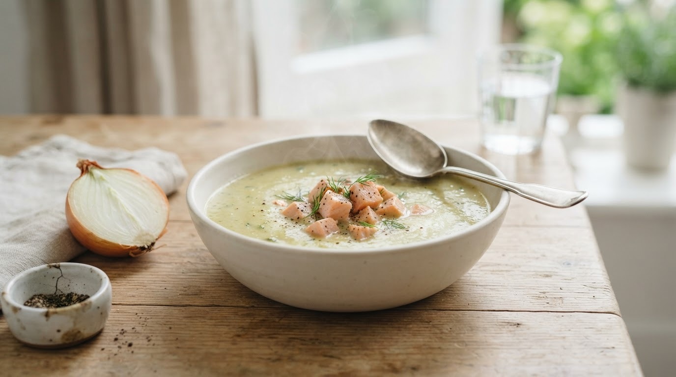 Courgettesoep met zalm