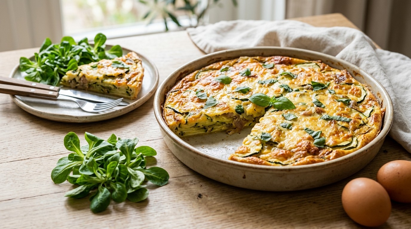 Courgettetaart met Sjalotjes, Basilicum en Geraspte Belegen Kaas