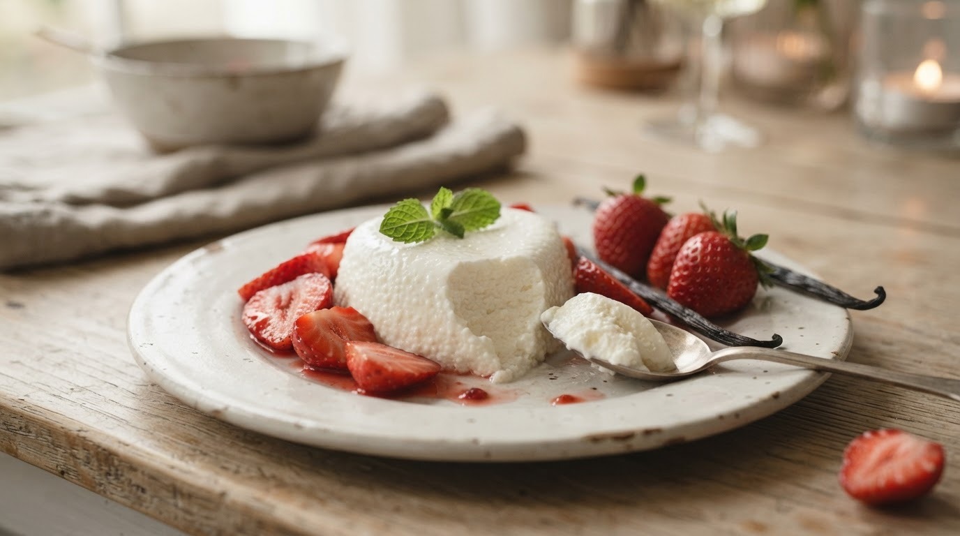 Crème au coeur met aardbeien