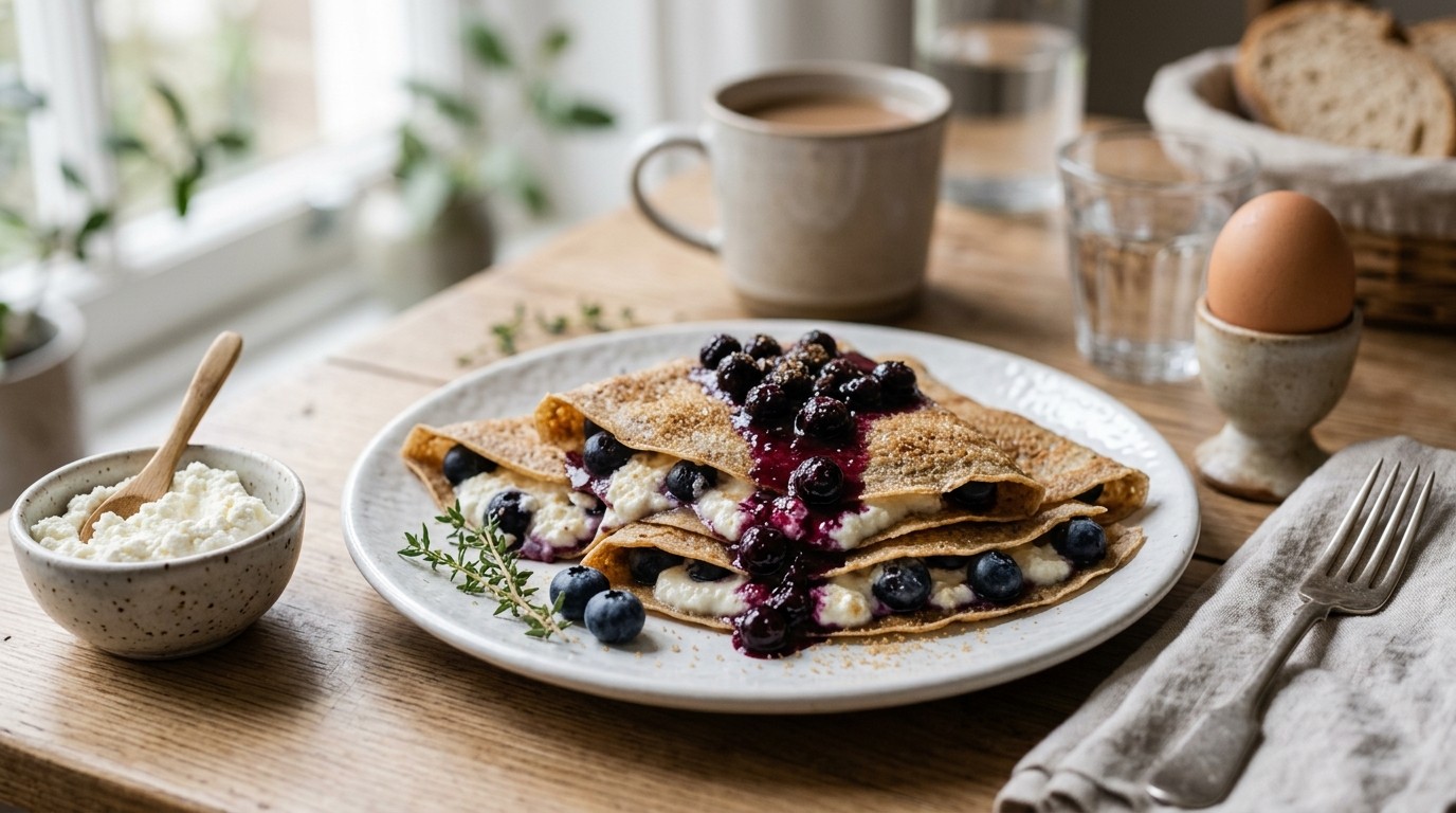 Crêpes met Blauwe Bessenvulling