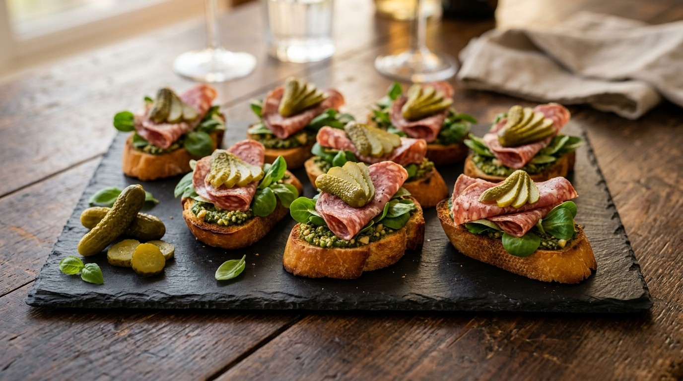 Crostini Pesto met Salami
