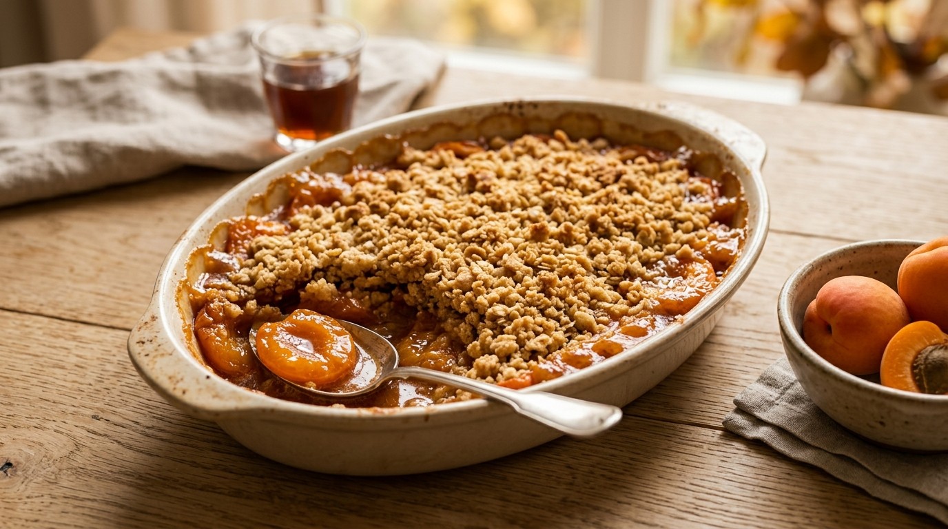 Crumble met Abrikozen en Caramel
