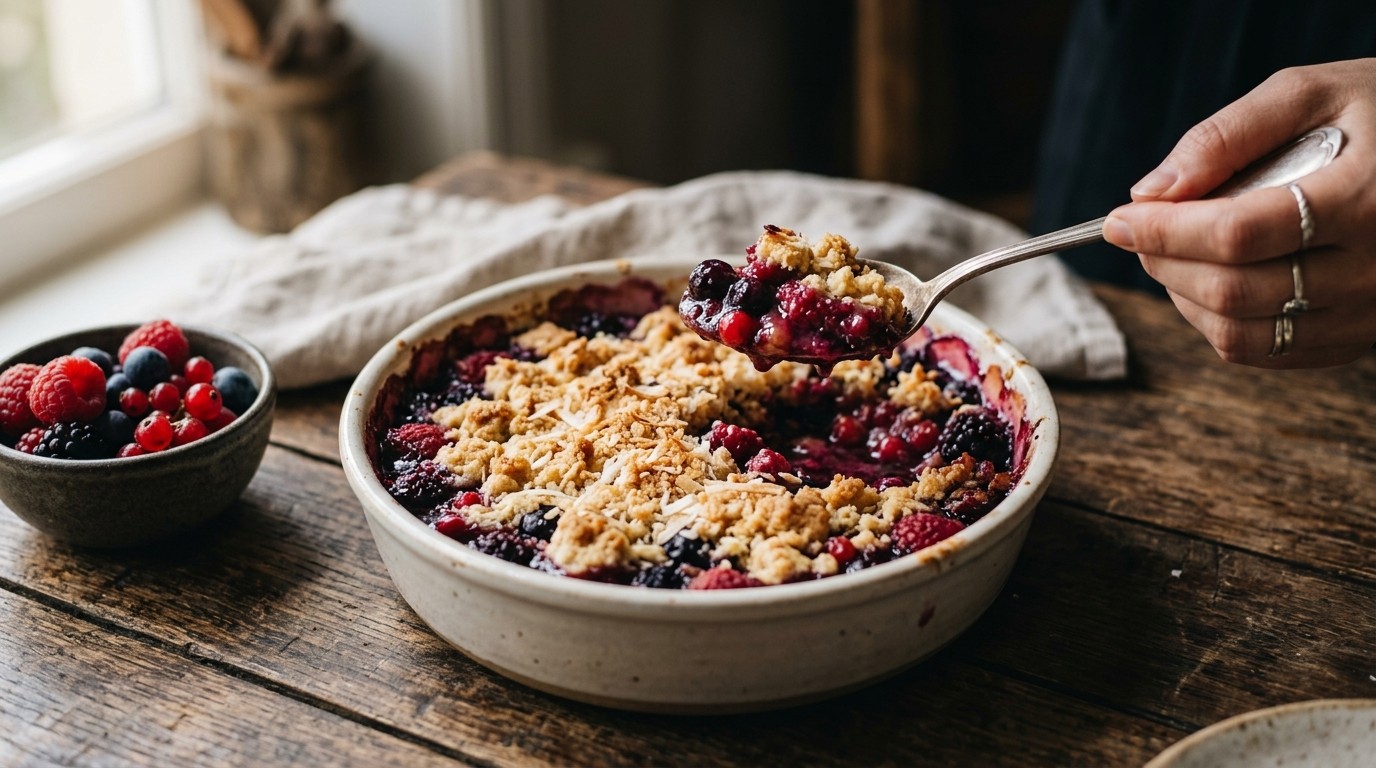 Crumble met rode vruchten