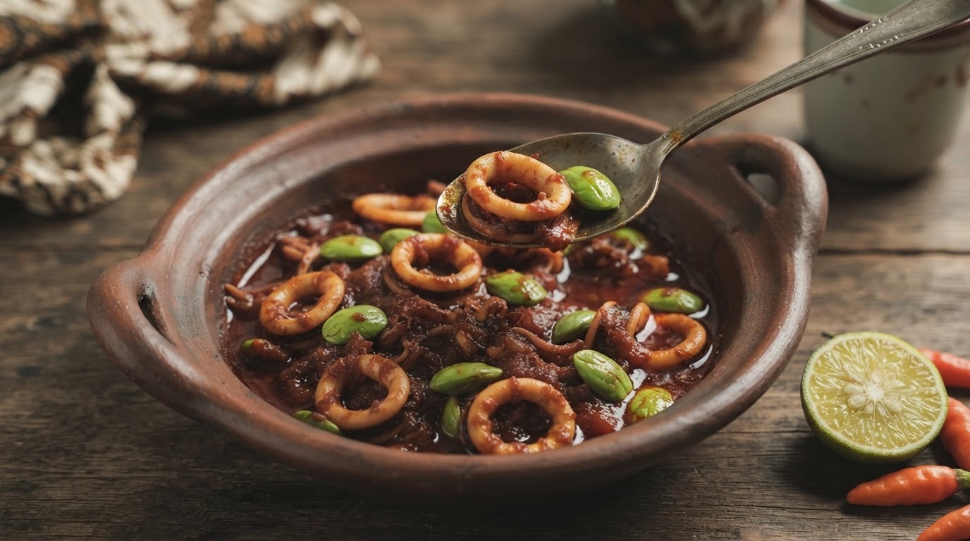 Cumi cumi masak peteh (gestoofde inktvis)