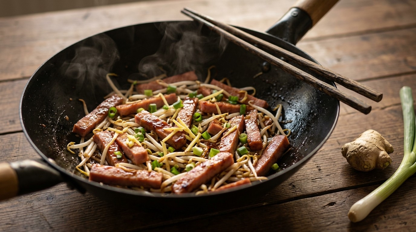 Daging Babi Taugé (hamlapjes met Taugé en een Zoet Sausje)