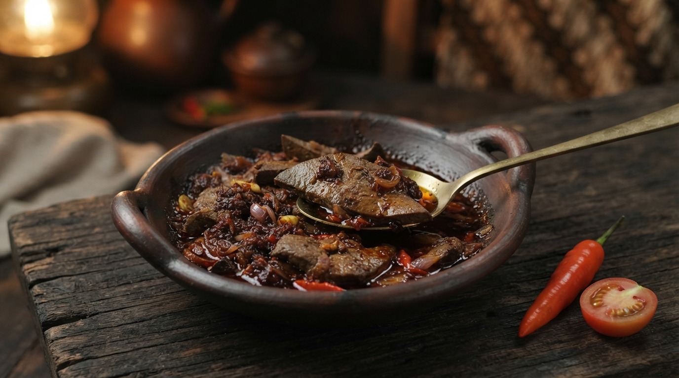 Daging hati pedis (hete runderlever)