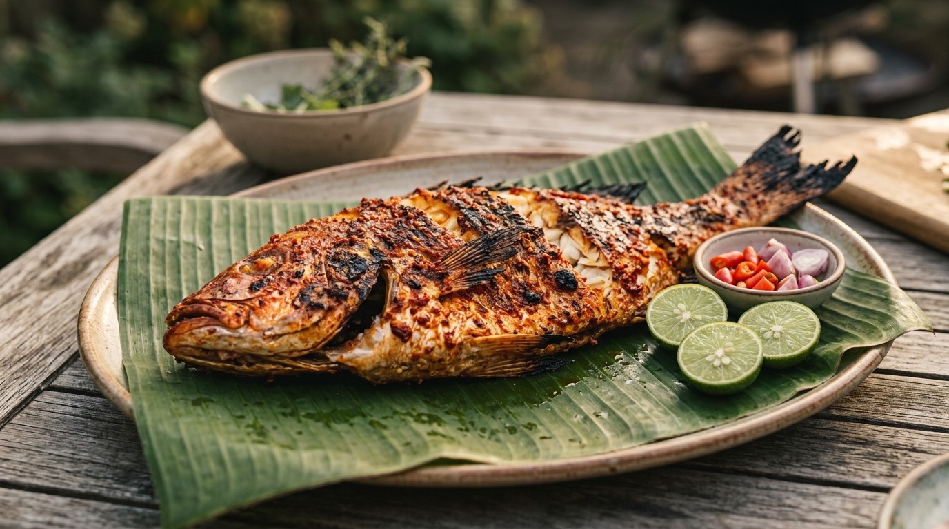 Dengan Barbekyu Panggang Pedis Ikan (geroosterde vis)