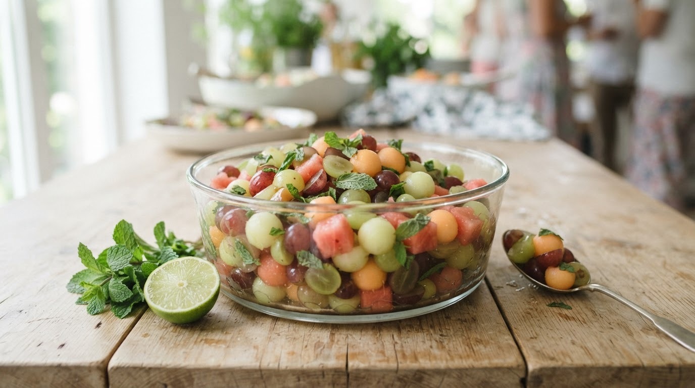 Druiven-meloensalade voor buffet