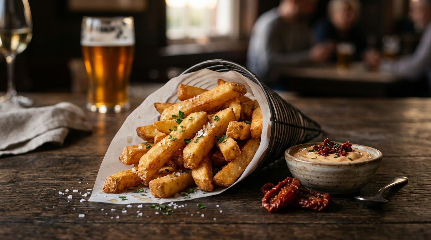 Dubbelgebakken Echte Frieten met Dipsaus