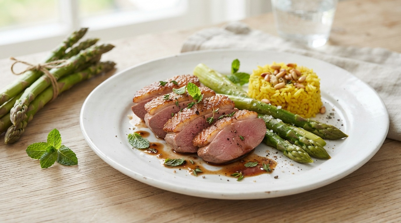 Eendenborstfilet met asperges