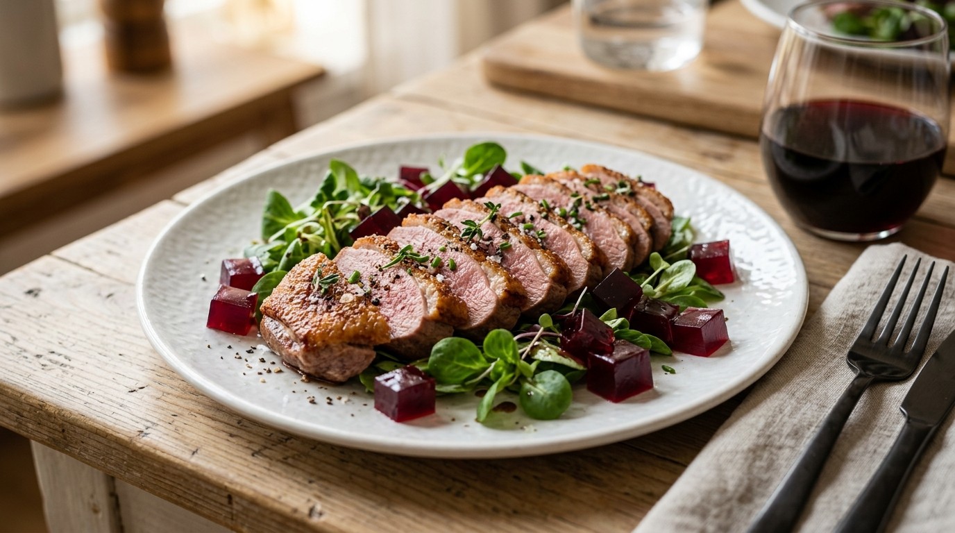 Eendenfilet met geleiblokjes