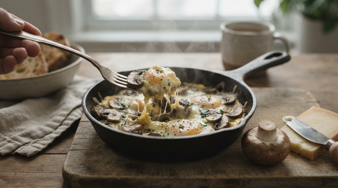 Ei met champignons en kaas