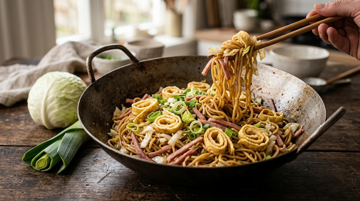 Eiermie met Omeletreepjes en ham