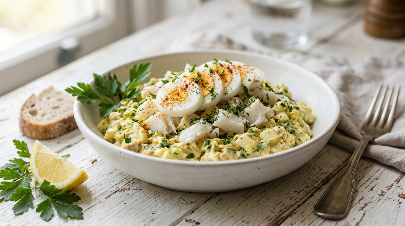 Eiersalade met Kabeljauw en Kruiden