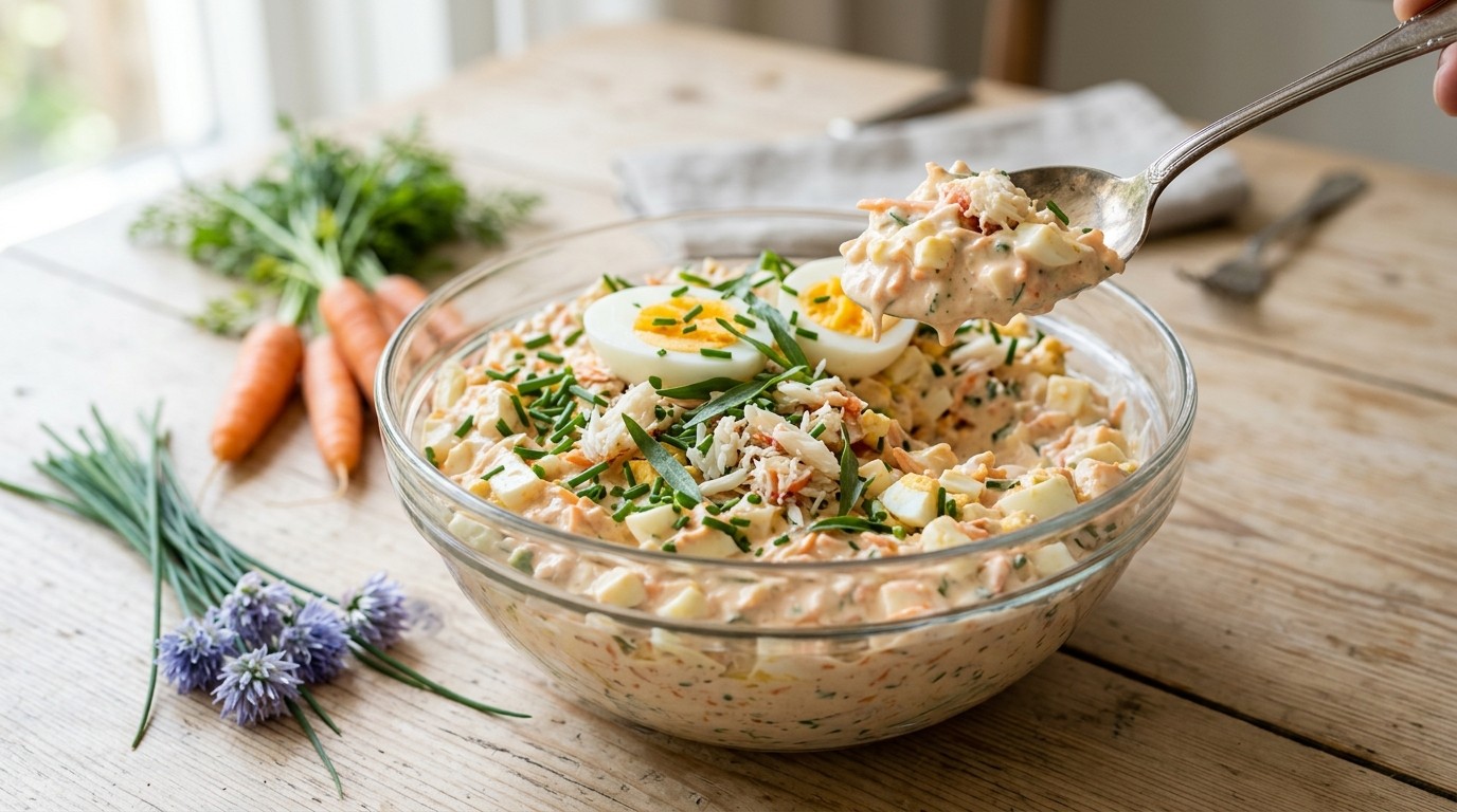 Eiersalade met krab