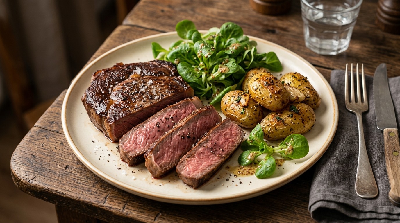Entrecote met knoflool-krieltjes