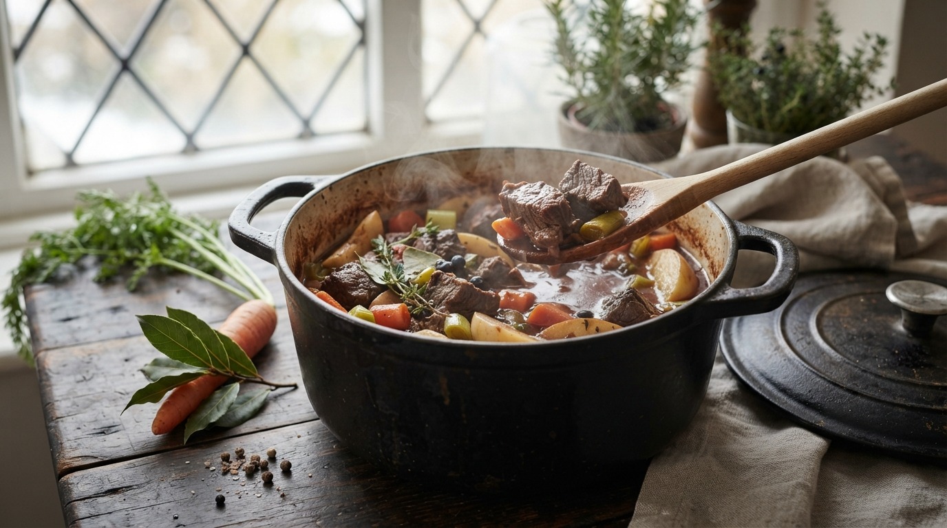 Everzwijnstoofpotje met wintergroenten