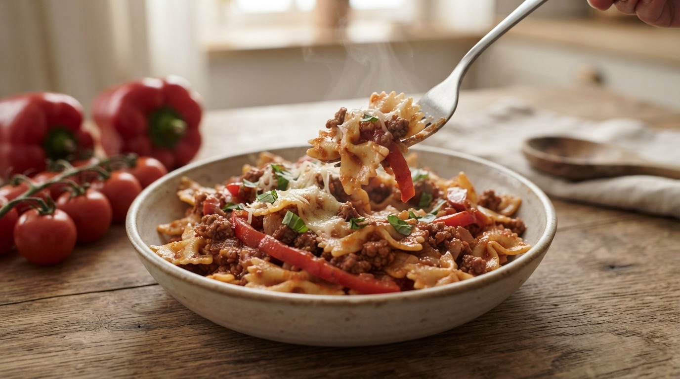 Farfalle met gehakt-tomatensaus