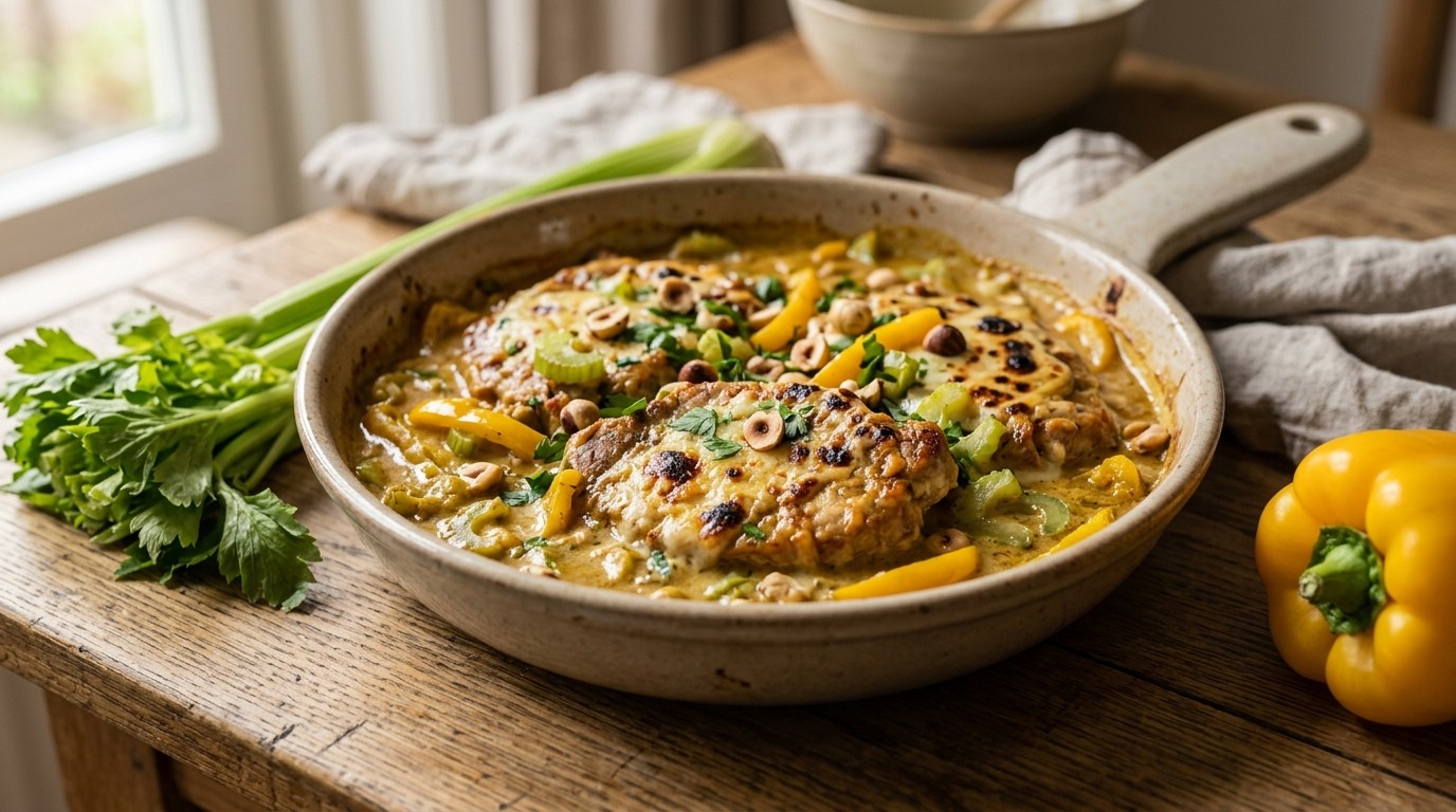 Filetlapjes met bleekselderij en paprika