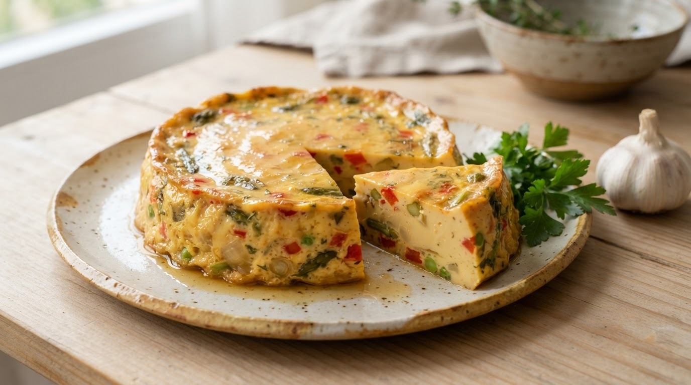 Flan met courgette en paprika