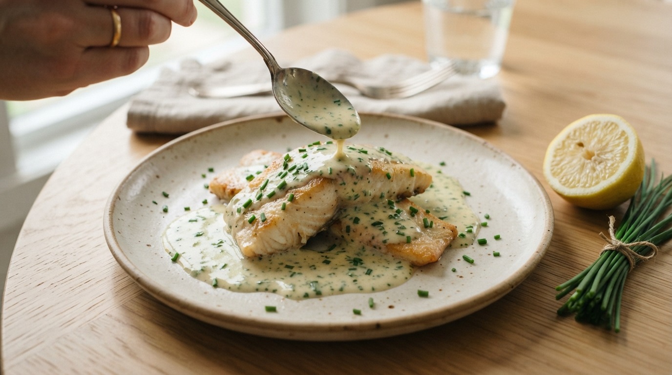 Forel met peterselie-roomsaus