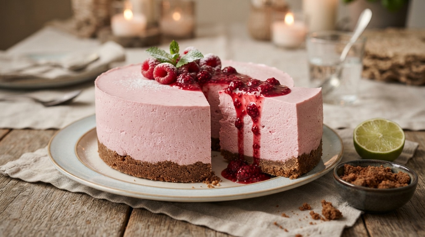 Frambozen-cheesecake (zonder bakken)