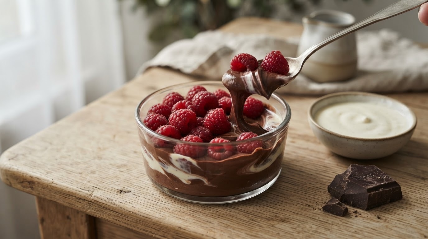 Frambozen met chocoladeroom