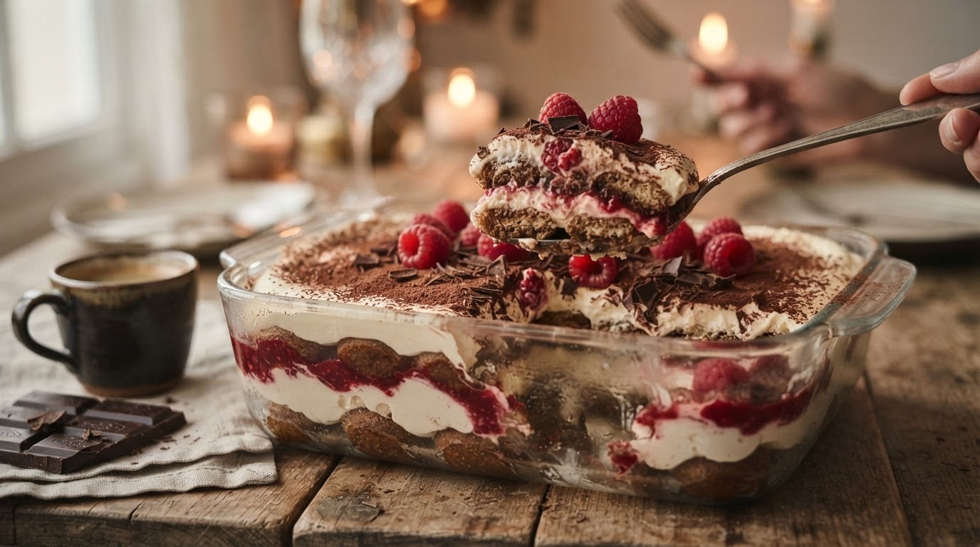 Frambozentiramisu met chocolade