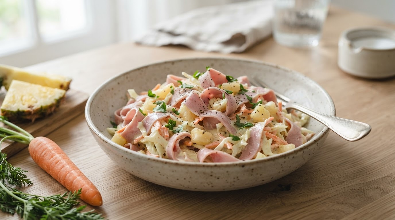 Franse salade met paprika en ham