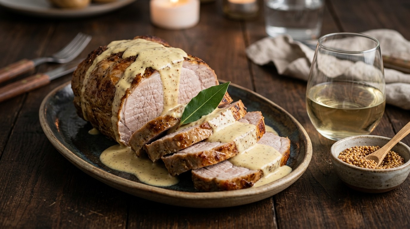 Fricandeau met mosterdsaus