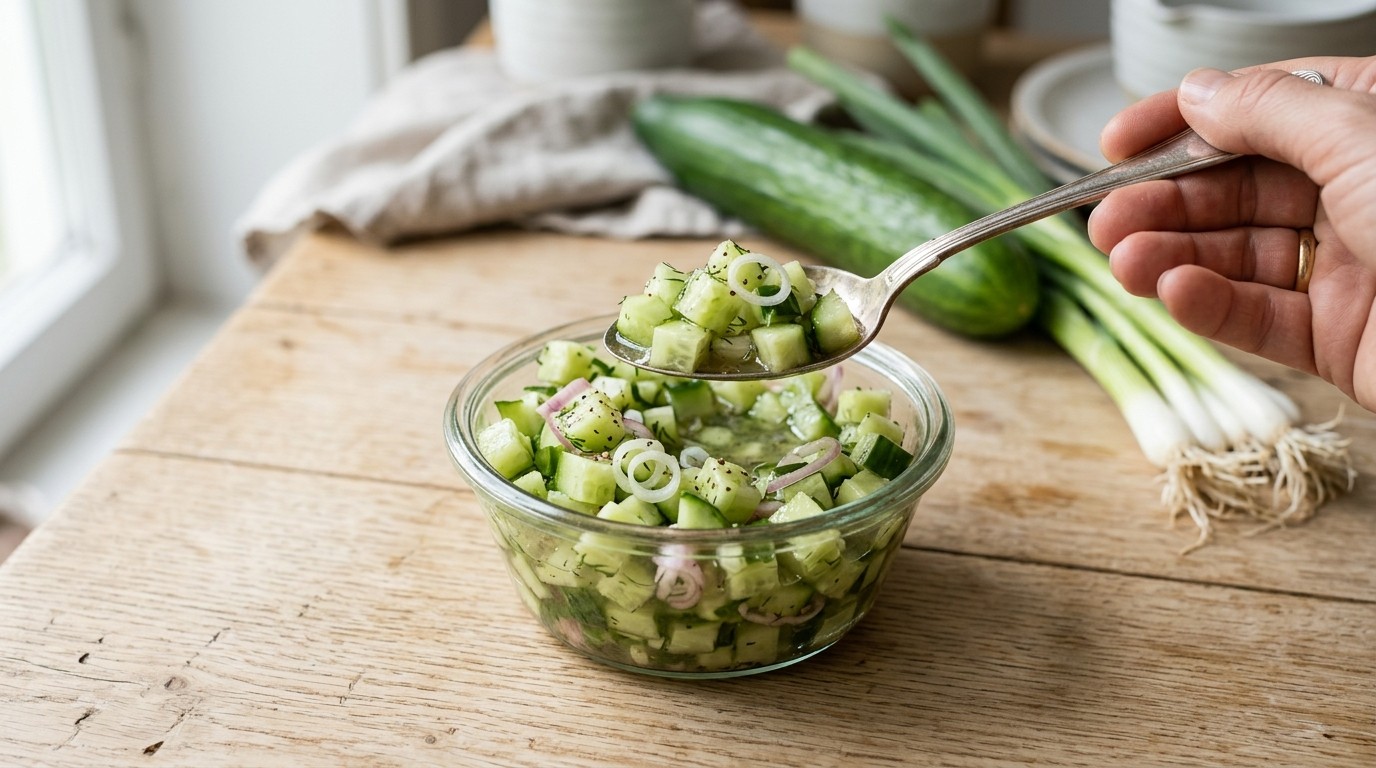 Fris-zoete Komkommersalade