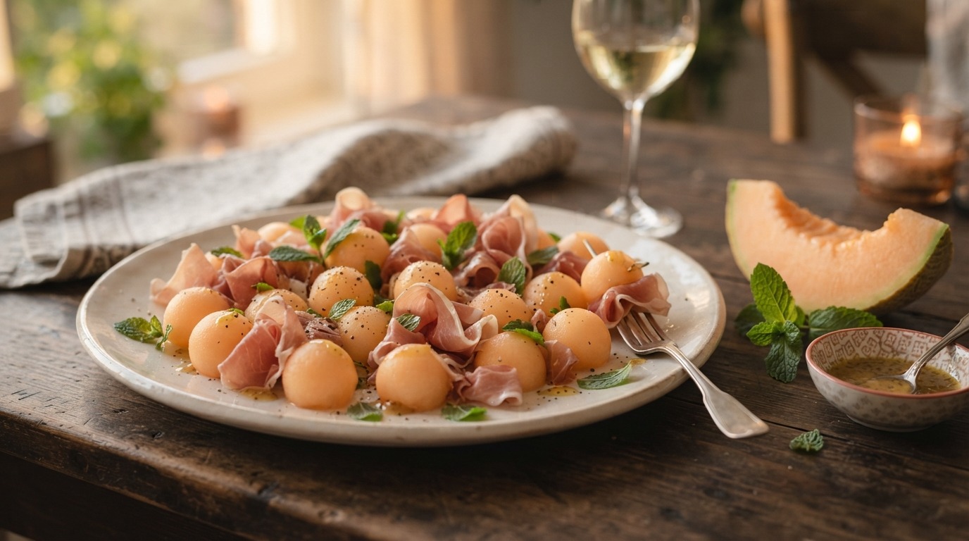 Frisse meloenbolletjes met parmaham