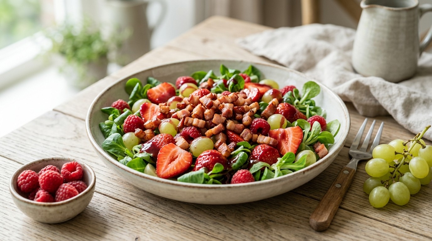 Fruitsalade met spekblokjes
