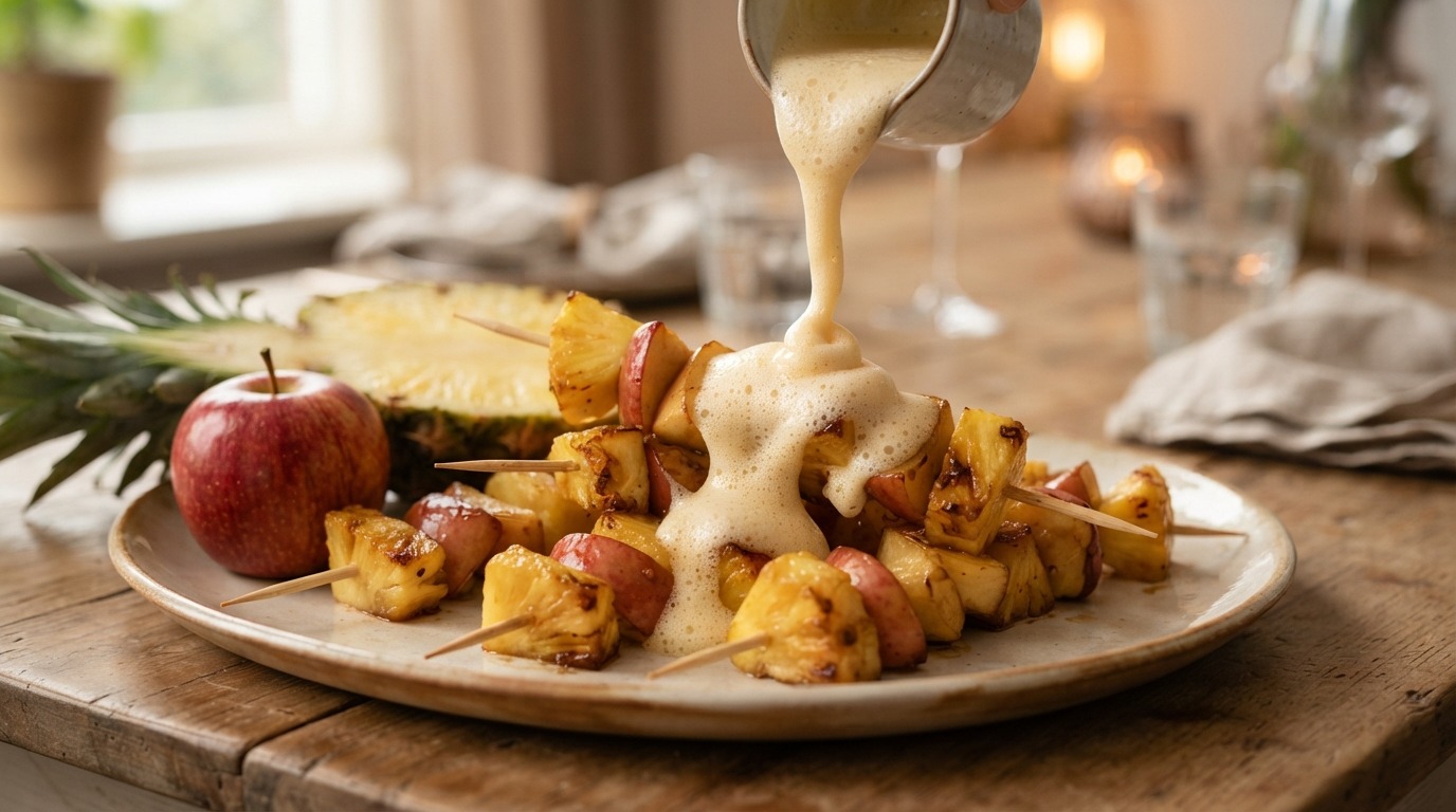 Fruitspiesjes met zabaglione voor buffet