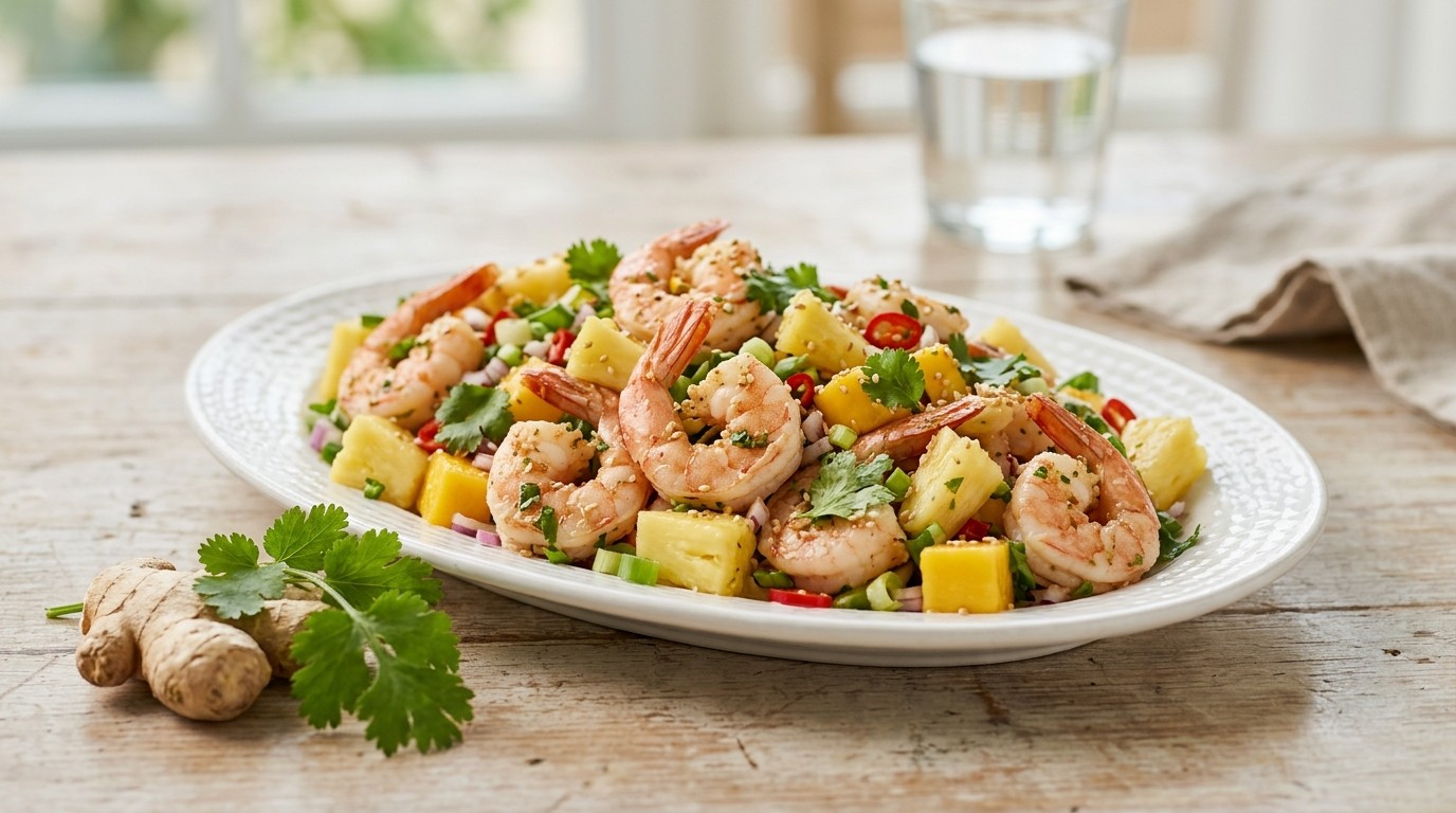 Garnalen en Ananas-mangosalade