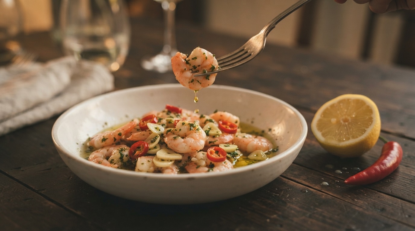 Garnalen in knoflooksaus en chilisaus