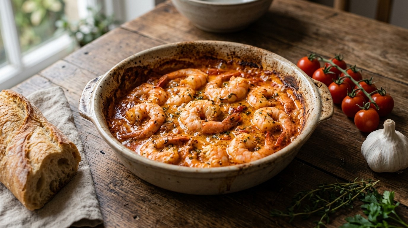 Garnalen in pikante roomsaus