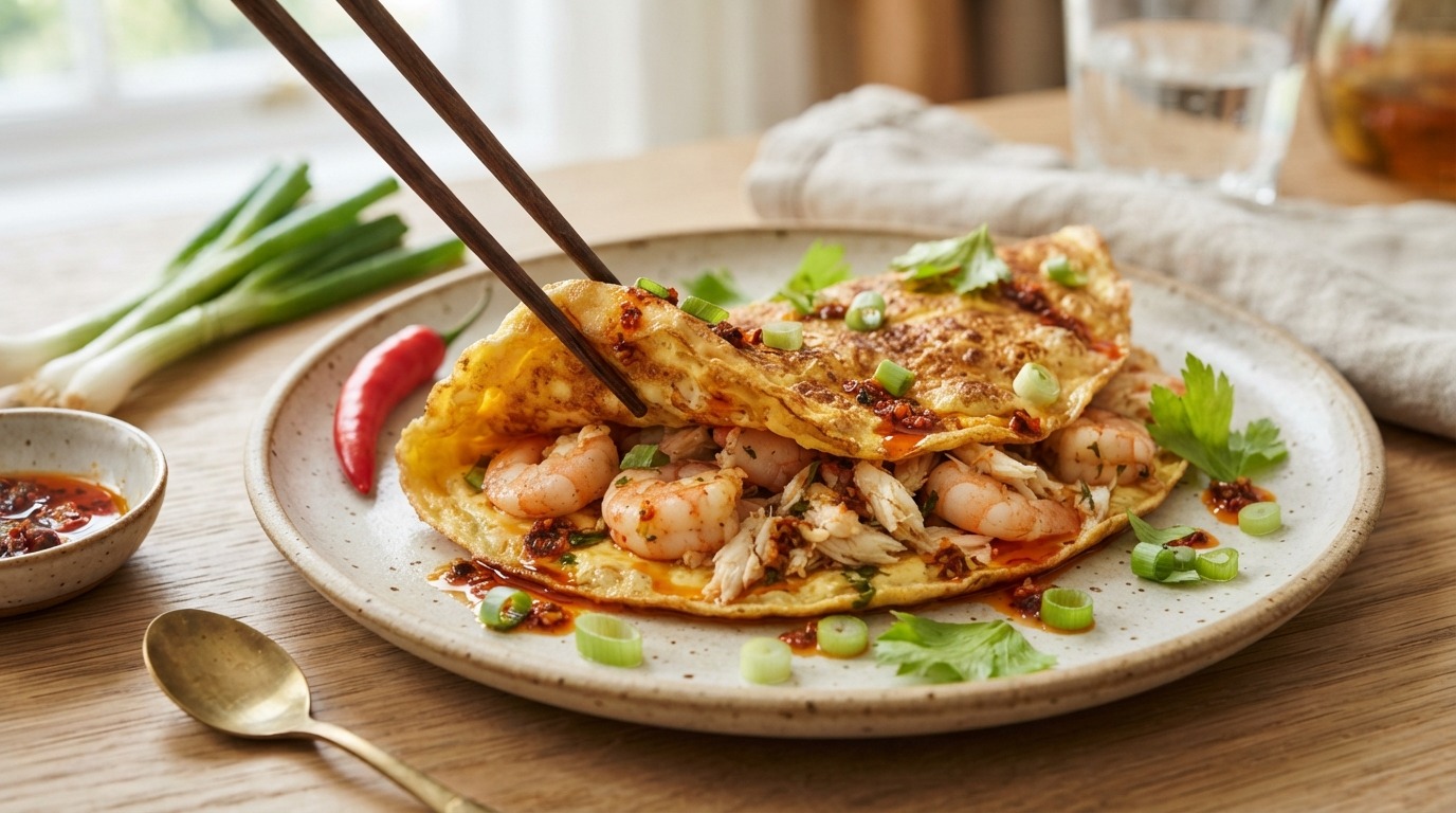 Garnalen - krab omelet