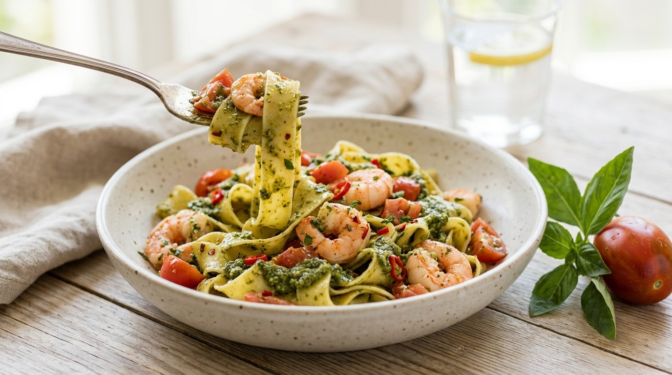 Garnalen met pesto