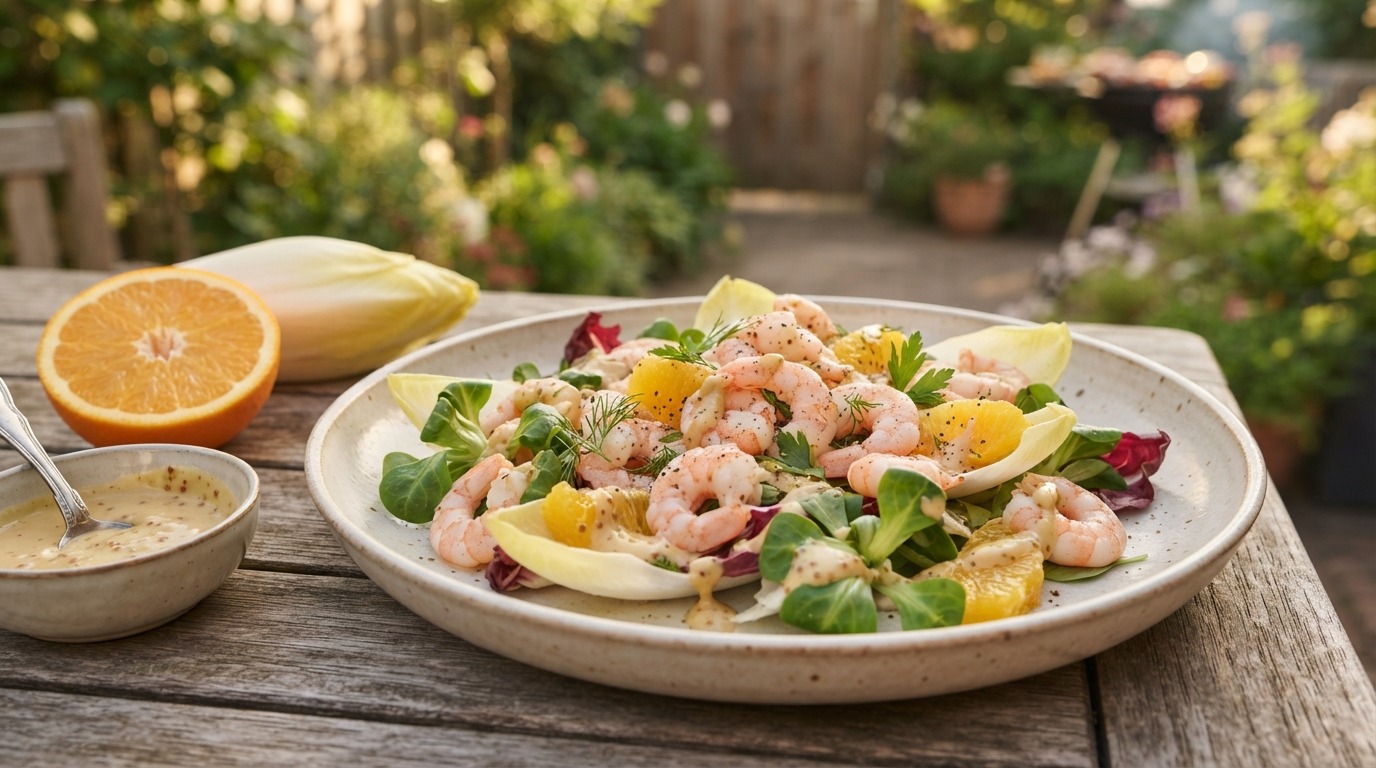 Garnalensalade met witlof en sinaasappel