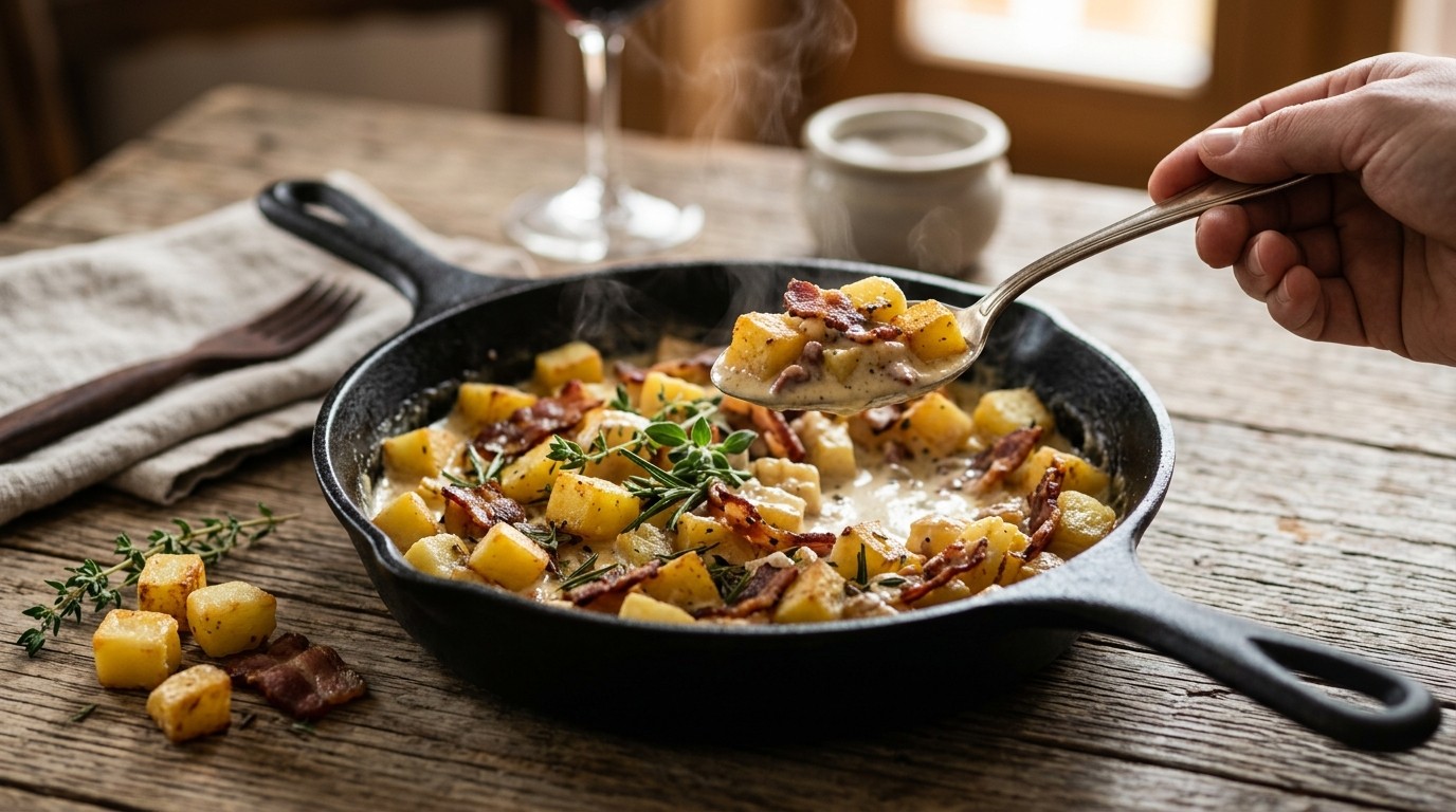 Gebakken Aardappeltjes in Roomsaus