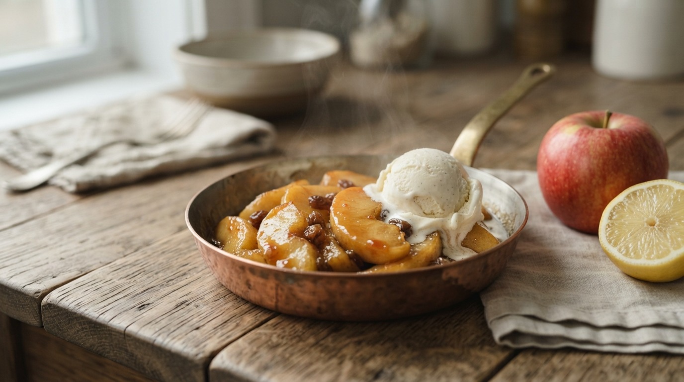 Gebakken fruit met ijs