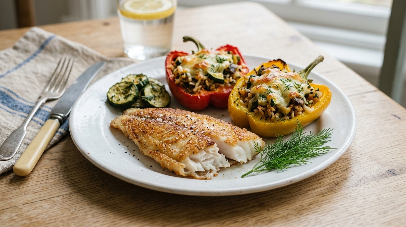 Gebakken Koolvis met Gevulde Paprika