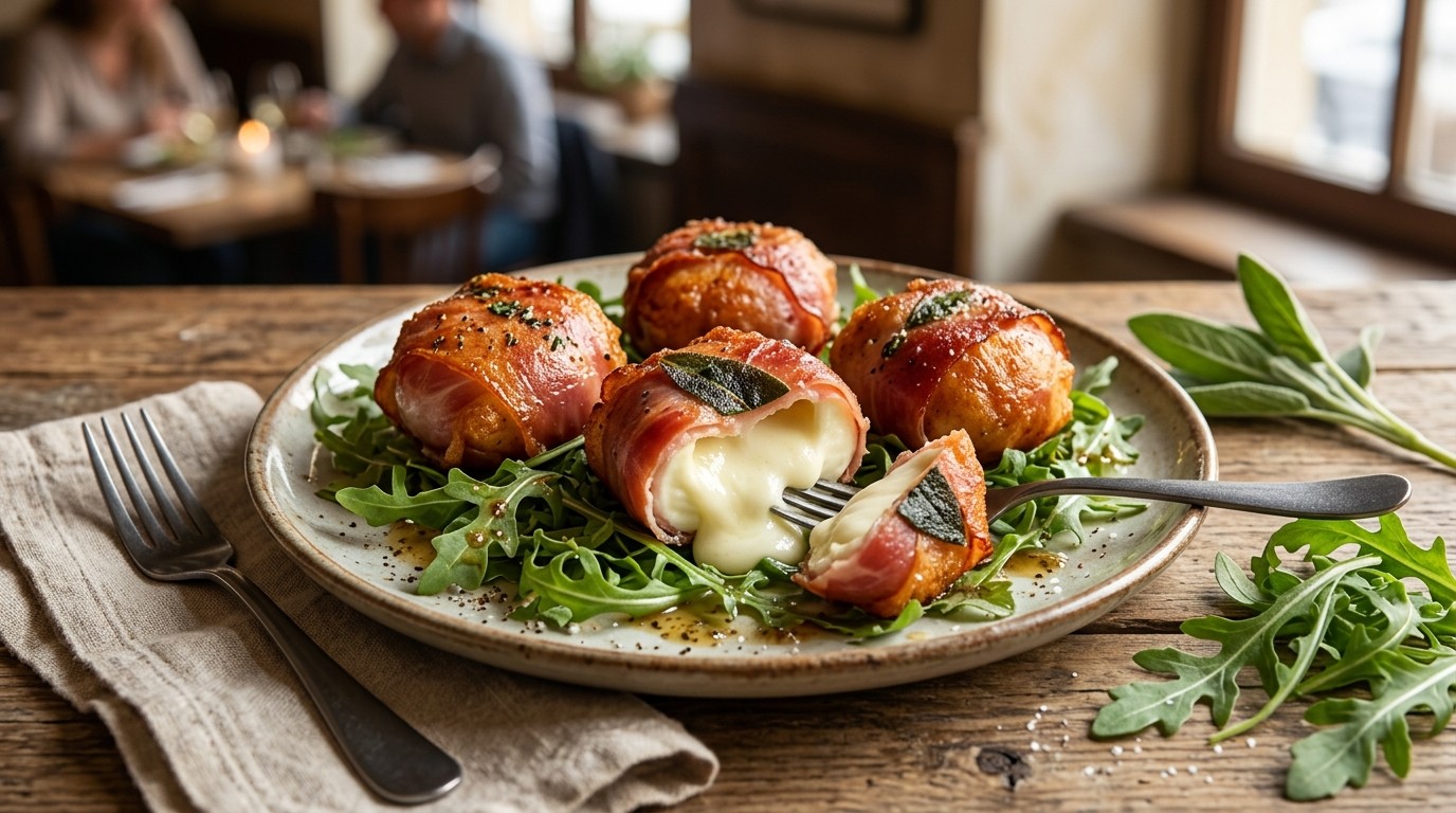 Gebakken mozzarella met parmaham
